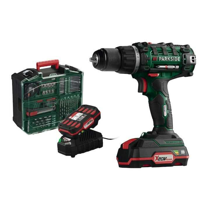 Berbequim 20 V com 2 Baterias, Carregador de Isqueiro e Acessórios